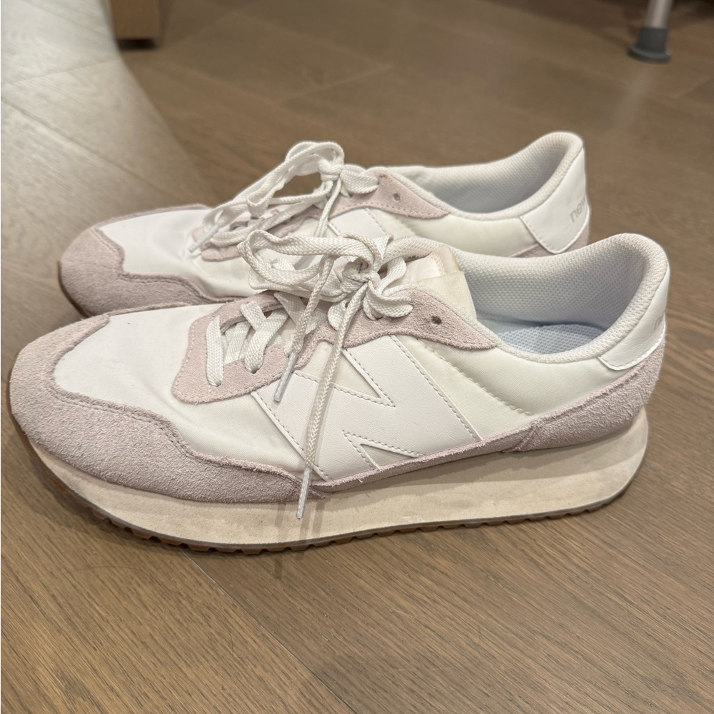 New Balance Women's Cream and Pink Sneakers